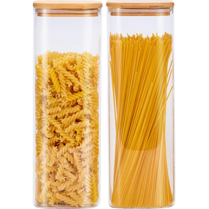 Square Glass Food Storage Jars with Lids[Set of 2], Perfect for Pasta, Cookies, Nuts, Coffee, Cereal, Flour, Organize Your Kitchen and Pantry with these BPA-Free Glass Jars with Canisters