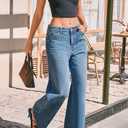 Cicy Bell Womens Wide Leg Jeans High Waisted Boyfriend Loose Baggy Denim Pants with Pockets (Blue)size 6