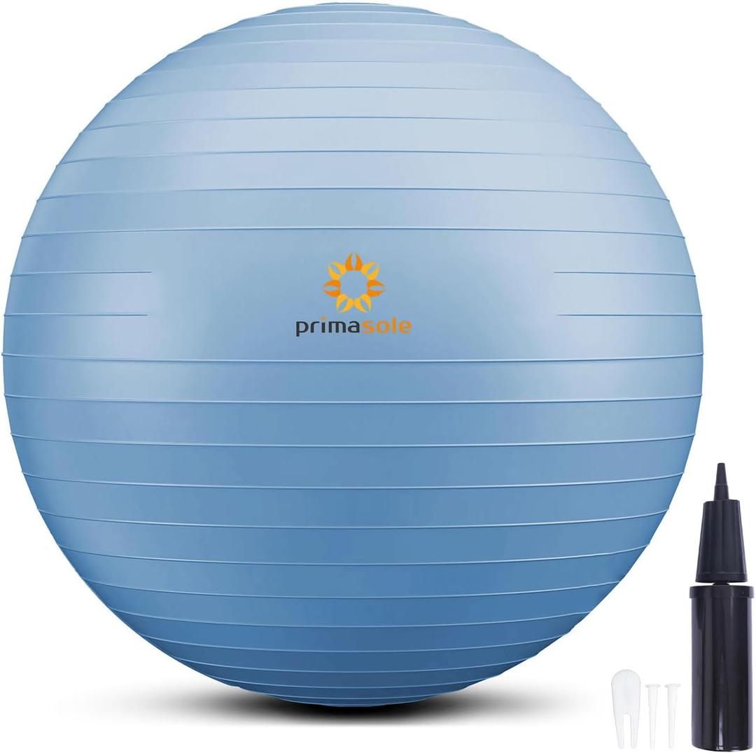 Primasole Exercise Ball for Balance Stability Fitness Workout Yoga Pilates at Home Office & Gym Birthing Ball for Pregnancy, Office Ball Chair (75 cm, Pale Gray)