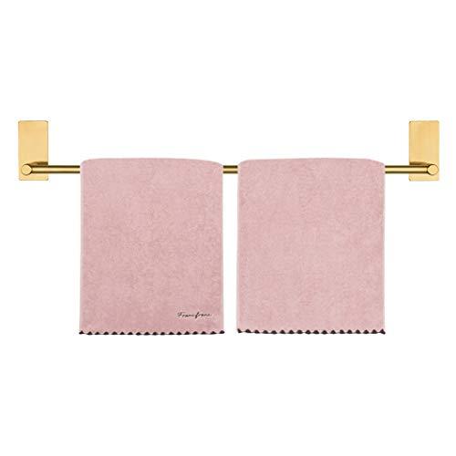 NearMoon Self Adhesive Bathroom Towel Bar- Stainless Steel Bath Wall Shelf Rack Hanging Towel Stick On Sticky Hanger Contemporary Style, NO Drilling (1 Pack, Brushed Gold, 24-Inch Towel Rack)