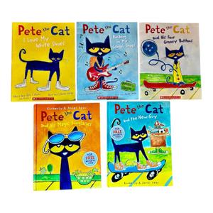 Pete the Cat Series 5 Books Collection Set (Pete the Cat I Love My White Shoes, Rocking in My School Shoes, His Four Groovy Buttons, His Magic Sunglasses & The New Guy)