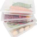 Food Storage Container, Plastic Food Containers with Removable Drain Plate and Lid, Stackable Portable Freezer Storage Containers - Tray to Keep Fruits, Vegetables, Meat and More (4,Large)