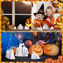 3 Pcs Resin Ghost Decor Halloween Horned Ghost, Cat, Dog Figurines Cute Farmhouse Tiered Tray Coffee Table Centerpieces Shelf Mantel Display Collections