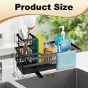 Sponge Holder for Kitchen Sink, Self-draining Sink Organizer with Towel Rack and Brush Holder, Metal Kitchen Sink Organizer for Countertop, Black