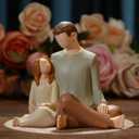 Hensonever Father and Daughter Figurines, Dad Daughter Statues, Sculpted Hand-Painted Figures Gifts for Fathers Day Anniversary Birthday