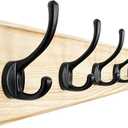 Dseap Coat Rack Wall: 24" Long, Patented, Heavy-Duty, 6-Double-Hooks Wooden Wall Mounted Coat Rack Coat Hanger Hook Rail for Winter Coats Hat Jacket Clothing, Light Brown