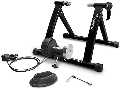 Sportneer Bike Trainer Stand Steel Bicycle Exercise Magnetic Stand with Noise Reduction Wheel for Road Bike