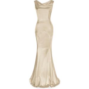 MUXXN Women's 30s Brief Elegant Mermaid Sleeveless Gowns Formal Evening Dress (Champagne, XL)