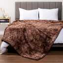 Pavilia Faux Fur King Bed Blanket - Tie-Dye Brown, Soft Fuzzy Warm Sherpa, Reversible Furry Shaggy Large Blanket, 90x108 (90 x 108 Inches - King)