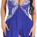 Lingerie for Women Babydoll Chemise Sexy Lingerie Sets Nightgown Lace Dress Sleepwear Teddy Outfits for Women (Large, Blue)