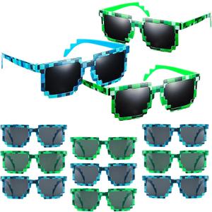 Pixel Sunglasses - 12 Pack - Robot Eye-wears for Kids and Adults - Pixelated Graphics Frames - Perfect Birthday Party Favors, Gaming Events, Raves, and More - UV Protected and Durable