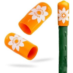 C-BITE Garden Stake Safety Caps | Vinyl Covers for Sharp Stake Tips | Fits 7/16” Plant Support Stakes | Durable Gardening Caps for Plant Protection (12 Pack - Sweet Tangerine Orange), Pack Of 4