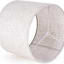 GO&SO Oatmeal Linen Lamp shades Large Drum Linen Lampshade 16" Top x 16" Bottom x 10" High (Spider) Farmhouse Lampshade for Table & Floor Lamp - Lampshades Replacement