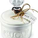 Mud Pie Door Knob Sugar Bowl, White 5.85H X 6.7L X 6.35W