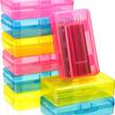 Fainne 24 Pack Clear Plastic Pencil Box, Pink, Yellow, Blue
Stackable Organizer for School Supplies, Large Case for Crayons Markers, Snap-lid Keeps Stationery Secure, Bulk Set