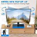 Rfiver Universal Swivel Table Top TV Stand for 37 to 65, 70 75 inch TVs, Height Adjustable Table Top TV Stand Mount with Tilt, Heavy Duty TV Replacement Stand with Tempered Glass Base Up to 110lbs