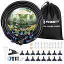 Misting Cooling System 33FT(10M)+Extra 16.4FT(5m),15 T-Joints+17 Misting Nozzles, Anti-UV Tube, a Adapter(3/4"),A Storage Bag, Outdoor Misting Cooling System Garden Greenhouse Courtyard Trampoline