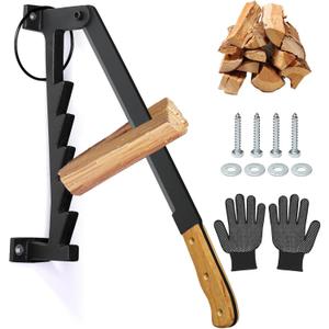 Vokoroad Wall Mounted Wood Splitter, Carbon Steel Kindling Splitter Log Wood Cracker with Wooden Handle, Portable Manual FireWood Kindling Splitter for Soft Wood, Camping, Barbecue, Indoor or Outdoor