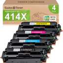 414X Toner Cartridges 4 Pack with Chip Compatible for HP 414X 414A Toner Replacement for HP Color LaserJet Pro MFP M479fdw M479fdn M479dw Pro M454dw M454dn M479 M454 M480f W2020X (BCMY)