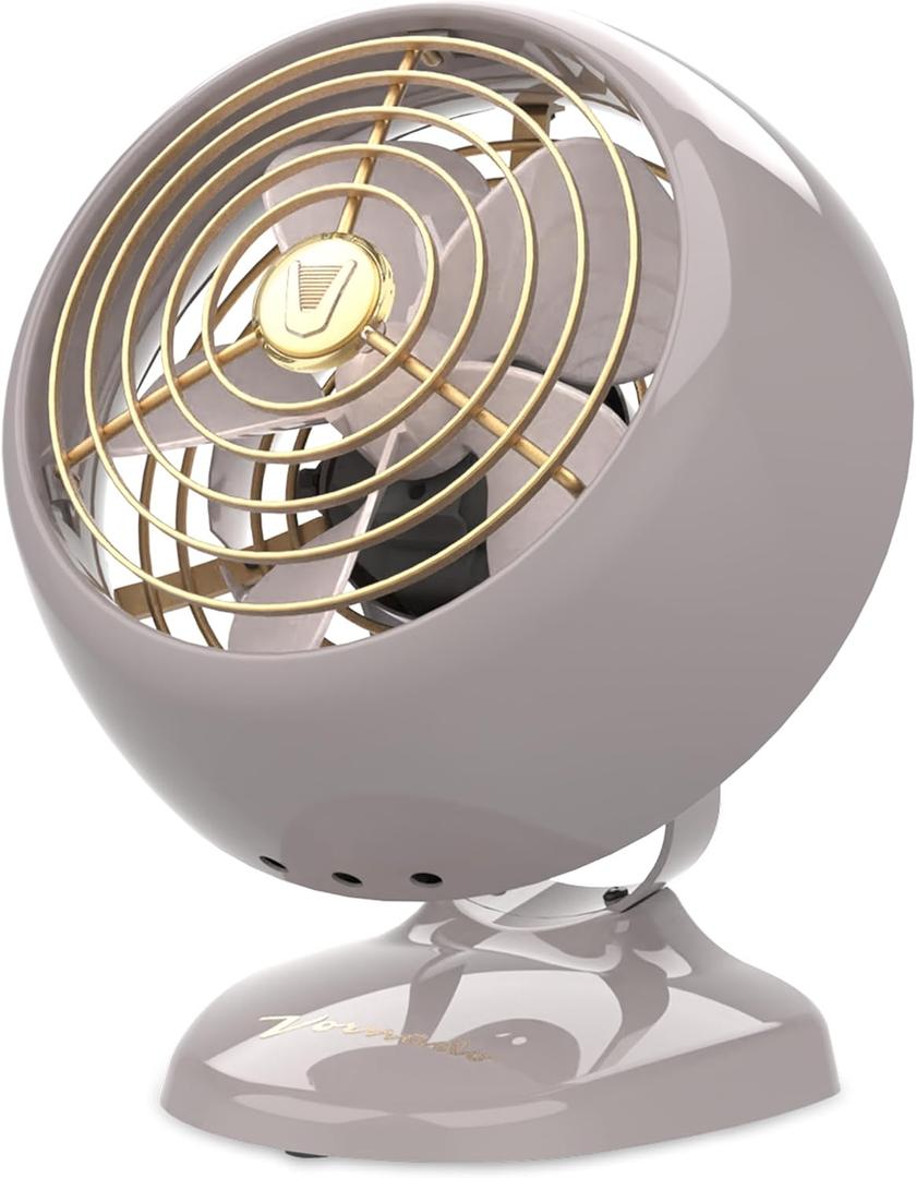 Vornado VFAN™ Mini Classic Vintage Metal Desk Fan, 2-Speed, Adjustable Tilt, Personal Air Circulator for Bedroom, Office, Dorm Room, Portable Quiet, Driftwood, Small