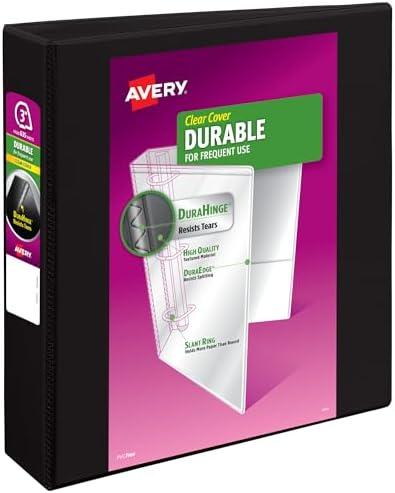 Avery Durable View 3 Ring Binder, 3 Inch Slant Rings, 1 Black Binder (17041)
