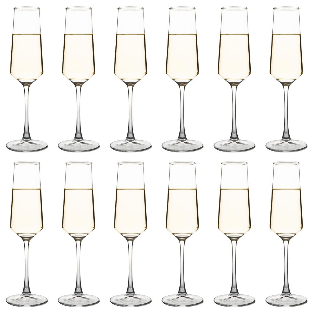 YANGNAY Champagne Flutes Set of 11, 7.5 oz Stemmed Champagne Glasses, Sparkling Glasses for Party, Clear