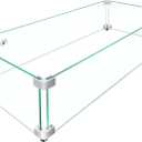 Fire Pit Wind Guard - 30" x 14" x 7" Rectangular for Outdoor Gas Fire Pit Table, Thick & Durable Tempered Glass w/Hard Aluminum Corner Brackets, Easy Assembly