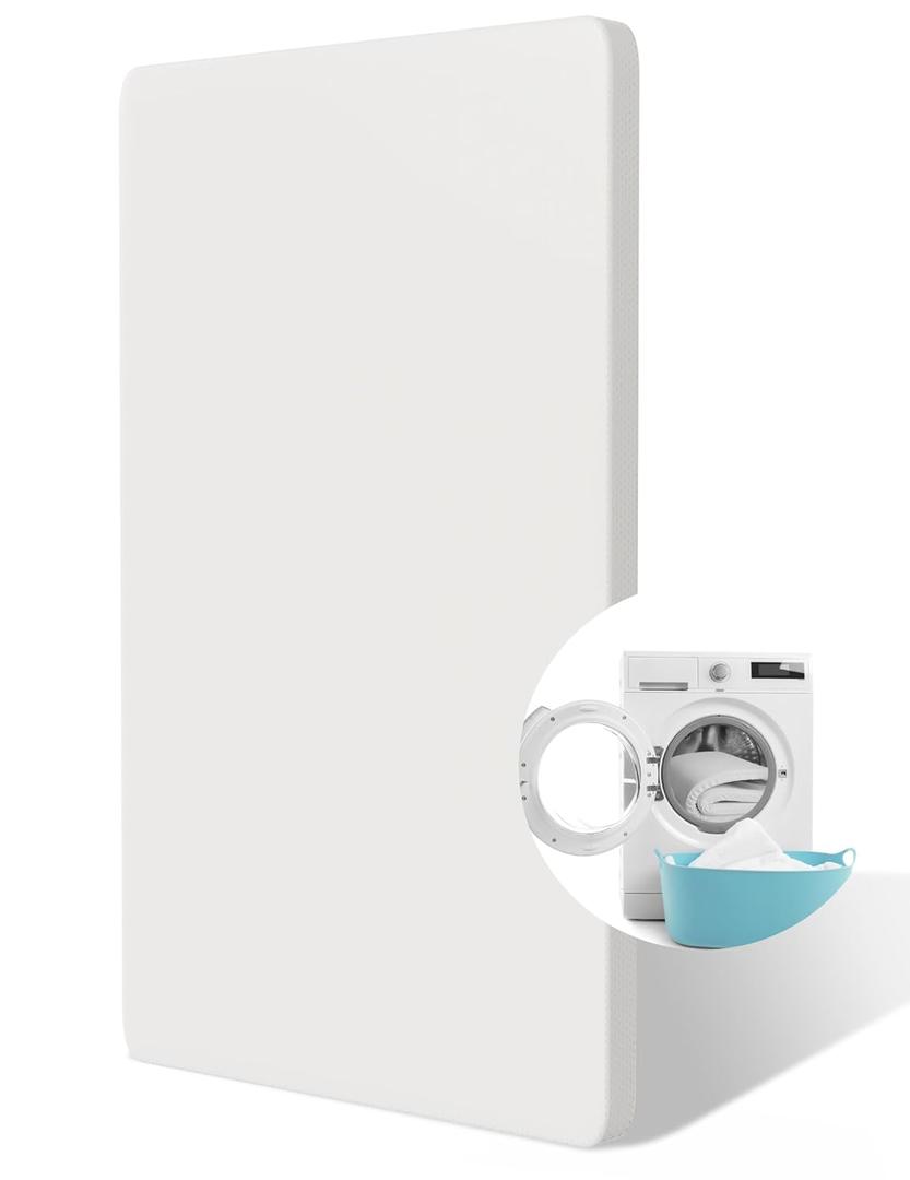 BABELIO Crib Mattress Topper, 100% Machine Washable Breathable Silicone Foam Toddler Mattress Topper Pad, Zipper Cover, 52" x 27" x 1", Fits Standard Size Cribs & Toddler Beds