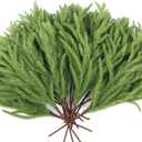 Rowfad 24 Pcs Artificial Norfolk Pine Branches, Faux Norfolk Pine Stems DIY Crafts Faux Christmas Norfolk Pine Branches for Xmas Indoor Outdoor Home Decor (24)
