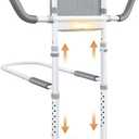 Bed Rails for Elderly Adults Safety: Adjustable Bedside Assist Rails with Storage Pockets, Non-Slip Handles, Sensor Night Light, 400LB Gravity Capacity