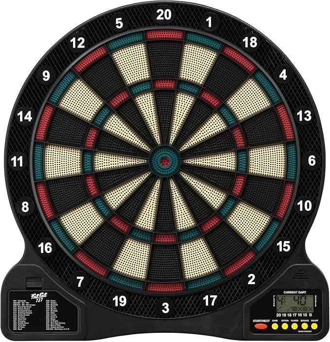 Fat Cat by GLD Products 727 Electronic Dartboard Value Size Over 15 Games and 132 Options Auto-Scoring Compact Display with Missed-Dart Throw Catch Ring Soft Tip Darts and Extra Points Battery