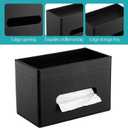 PU Leather Tissue Box Cover with Storage Tray, Rectangle Decorative Organizer Holder for Bathroom Vanity, Bedroom Dresser, Office and Nightstand, Black