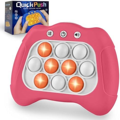 Infowush Pop Fidgets Game Toys,Handheld Game for Kids 6-8,Quick Push Game,Bubble Stress Pop Light Up Game Birthday Gifts for Boys Girls Teens Dark Pink