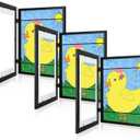 [3 Pack] Kids Art Frames, 10x12.5 Front Opening Kids Artwork Frames Changeable, Displays 8.5x11 With Mat and 10x12.5 Without Mat, Holds 50 Pcs, for 3D Picture, Crafts, Children Drawing, Hanging Art, Portfolio Storage (Black)