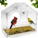 Birdhouse Sliding Seed Holder with 4 Extra Strong Suction Cups Window Bird House Feeder, Self Adhesive Without Hooks, for Outside, Transparent Bird House, Outdoor Bird Feeders