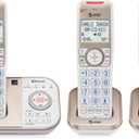 AT&T BL3112-3 3-Handset DECT 6.0 Cordless Phone for Home with Bluetooth Connect to Cell, Smart Call Blocker, Answering Machine, Caller ID, Expandable up to 5 Handsets, Champagne Gold/White
