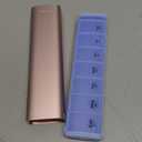 VAYDEER Metal Weekly Pill Organizer  Moisture-Proof Travel Pill Organizer with Built-in Desiccant Chamber and Airtight Lids  Large-Capacity Pill Box for Vitamins, Medicines & Supplements (Rose Gold)