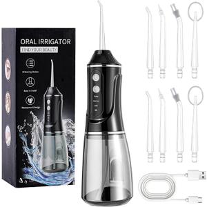 Cordless Water Dental Flosser for Teeth Cleaning, 380ML Large Water Tank & 8 Jet Tips, Portable Oral Irrigator with 3 Modes for Braces & Travel, IPX7 Waterproof Rechargeable Teeth Cleaner
