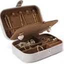 Smileshe Travel Jewelry Box, PU Leather Small Gift Portable Case, 2 Layers Organizer Display Storage Boxes for Rings, Earrings, Necklaces, Bracelets