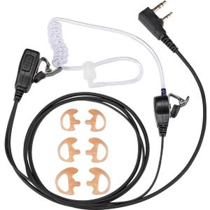 2 Pin FBI Earpiece/Headset for Walkie Talkie with Clear Sound PTT MIC&Soft and Comfort Acoustic Tube for UV-5R BF-F8HP BF-888S, Kenwood TK3230 Two Way Radio (1 Pack)