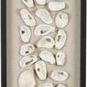 Deco 79 Shell Shell Handmade Home Wall Decor Abstract Wall Sculpture with Beige Linen Backing and Black Frame, Wall Art 12" x 2" x 30", Cream