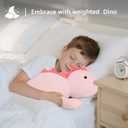 IdeaMeme 22" 3.5 lbs Weighted Dino Stuffed Toys, Cute Animals Plushie Dolls Pillow Gifts for Kids Adults (Pink)
