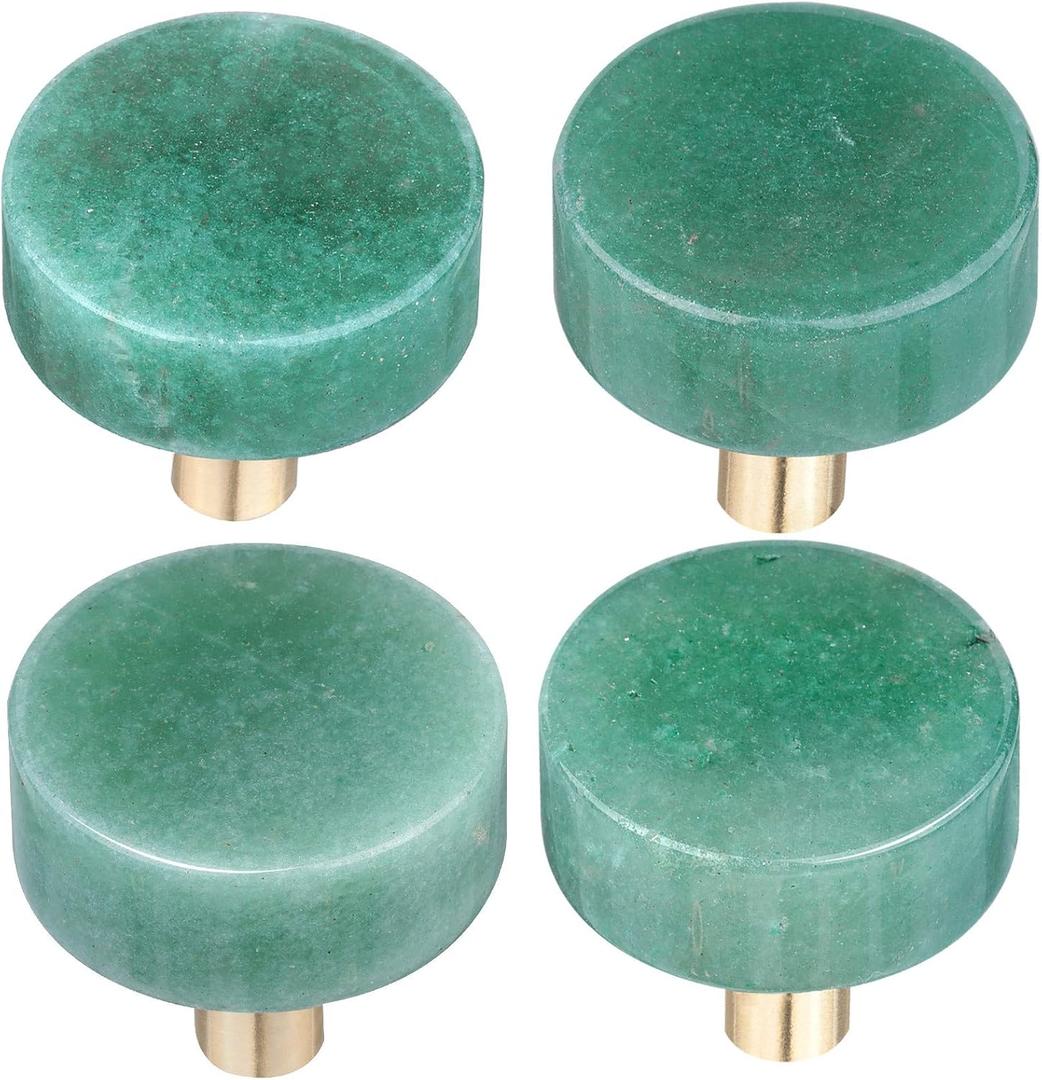 mookaitedecor Set of 4 Green Aventurine Drawer Knobs with Screws, Crystal Stone Pull Handles for Dresser Wardrobe Kitchen Decorative