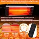 450W Heat Lamp for Chickens, Large Chicken Coop Heater, Carbon Fiber Chicks Brooder Heaters Plate, Adjust 5 Mode Temp&Time&Hanging Height, 9.8 Ft Cord Heater for Poultry Livestock Heating