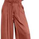 PRETTYGARDEN Women's 2 Piece Outfits 2025 Summer Casual Sleeveless Mock Neck Crop Tops Wide Leg Pants Set
 L