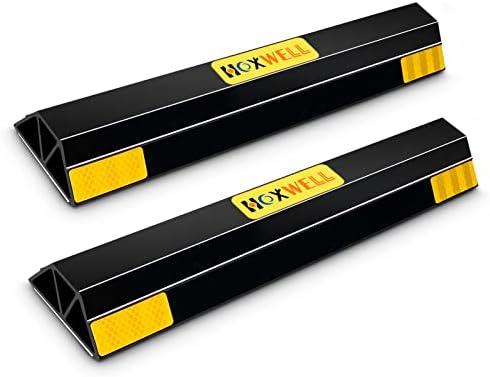 HOXWELL (New Updated 18" 2 Packs Heavy Duty Parking Stopper for Garage, Parking Gadgets Protects Car, Parking Aid Easy to Install 2 PCS, 18" L x 3.7" W x 1.8" H Black