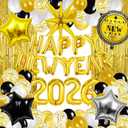 2026 New Years Decorations, New Years Eve Party Supplies 2026, NYE decorations with 2026 Foil Balloons, Gold Happy New Year Foil Balloons, Fringe Curtain for New Year Eve Party Decorations