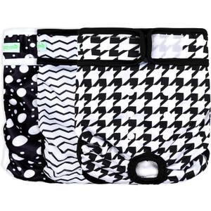 wegreeco Washable Reusable Premium Dog Diapers,Pack of 3,Small Dog Puppy & Doggy Diapers Female,Dog Period Panties Diapers Female in Heat (Medium (12"-15" Waist), Houndstooth)