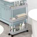 SPACELEAD Slim Storage Cart 3 Tier,Bathroom Organizer Rolling Utility,Mobile Shelving Unit Slide Out for Office, Kitchen, Laundry Room & Narrow Places,Gray (Grey)