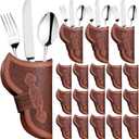 Cowboy Holster Silverware Holders Cardstock Western Party Tableware Supplies Cutlery Sleeve Knife and Fork Holder Vintage Utensil Holders for Western Rodeo Party Favors(36 Pcs) (Brown)